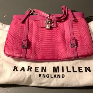 Karen Mullen Pink Croc Textured Bag